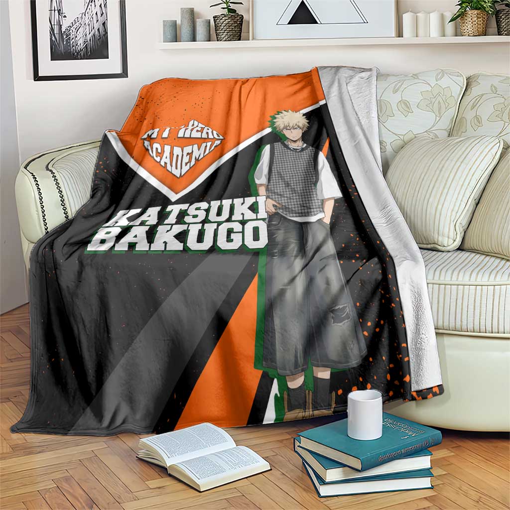Katsuki Bakugo My Hero Academia Blanket Anime Grunge Splatter Graphic Style