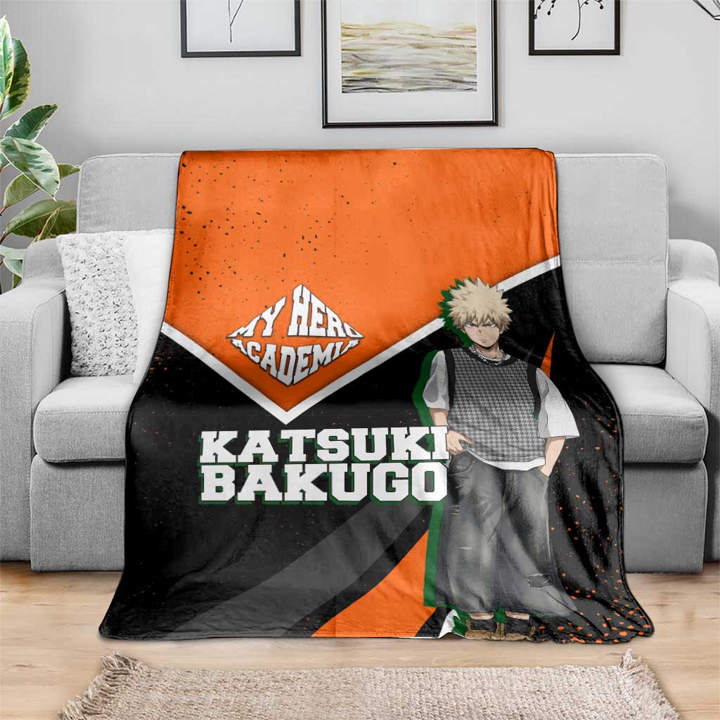 Katsuki Bakugo My Hero Academia Blanket Anime Grunge Splatter Graphic Style