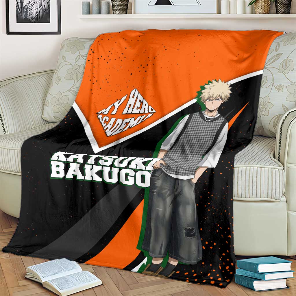 Katsuki Bakugo My Hero Academia Blanket Anime Grunge Splatter Graphic Style