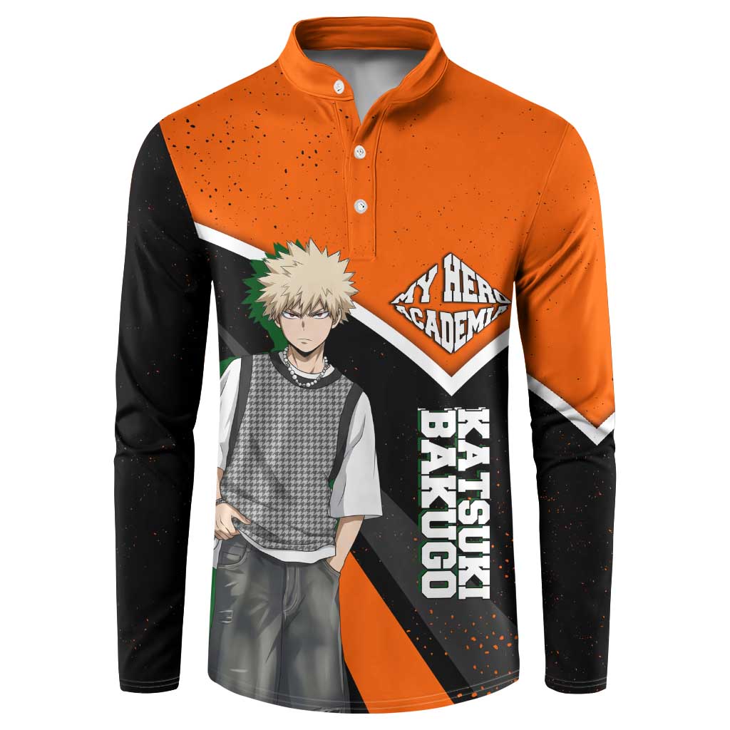 Katsuki Bakugo My Hero Academia Button Sweatshirt Anime Grunge Splatter Graphic Style