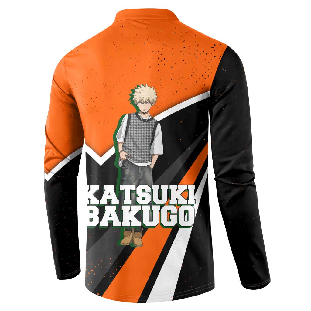Katsuki Bakugo My Hero Academia Button Sweatshirt Anime Grunge Splatter Graphic Style