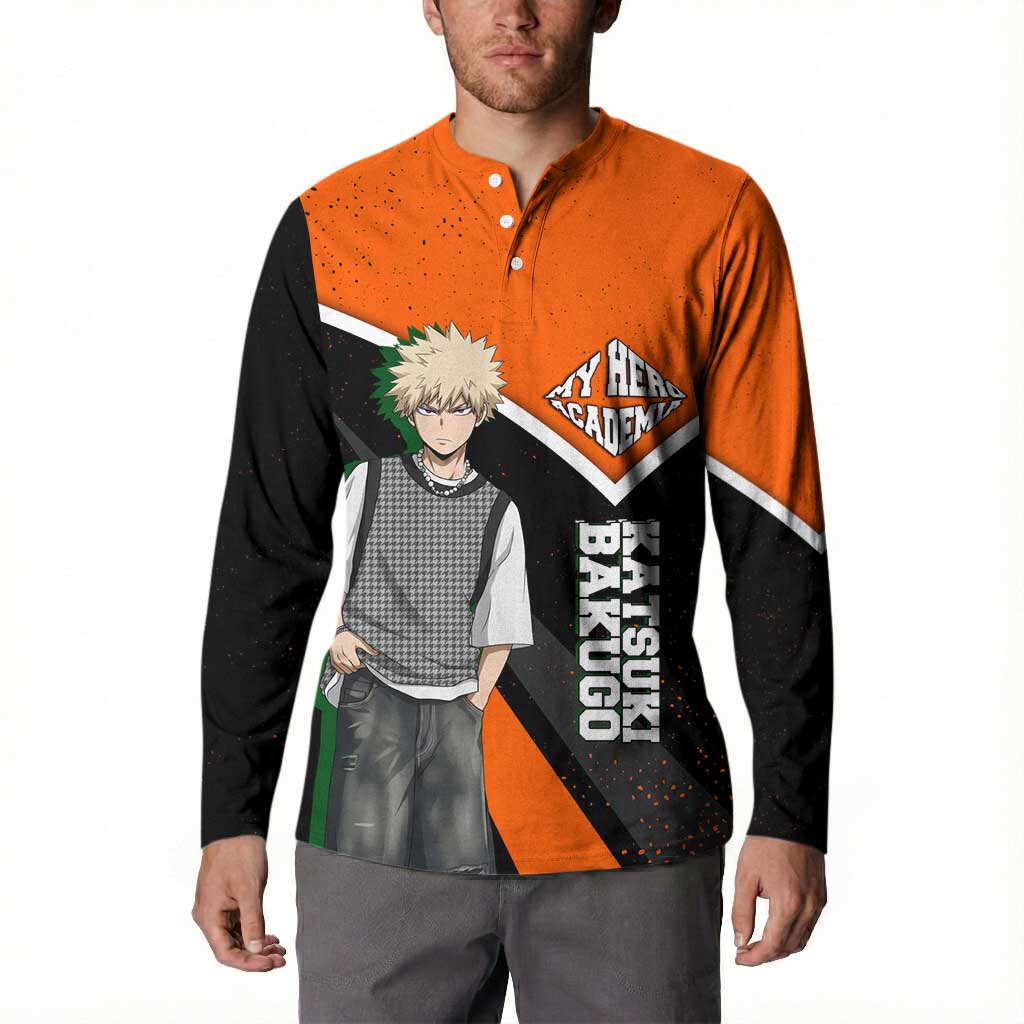 Katsuki Bakugo My Hero Academia Button Sweatshirt Anime Grunge Splatter Graphic Style