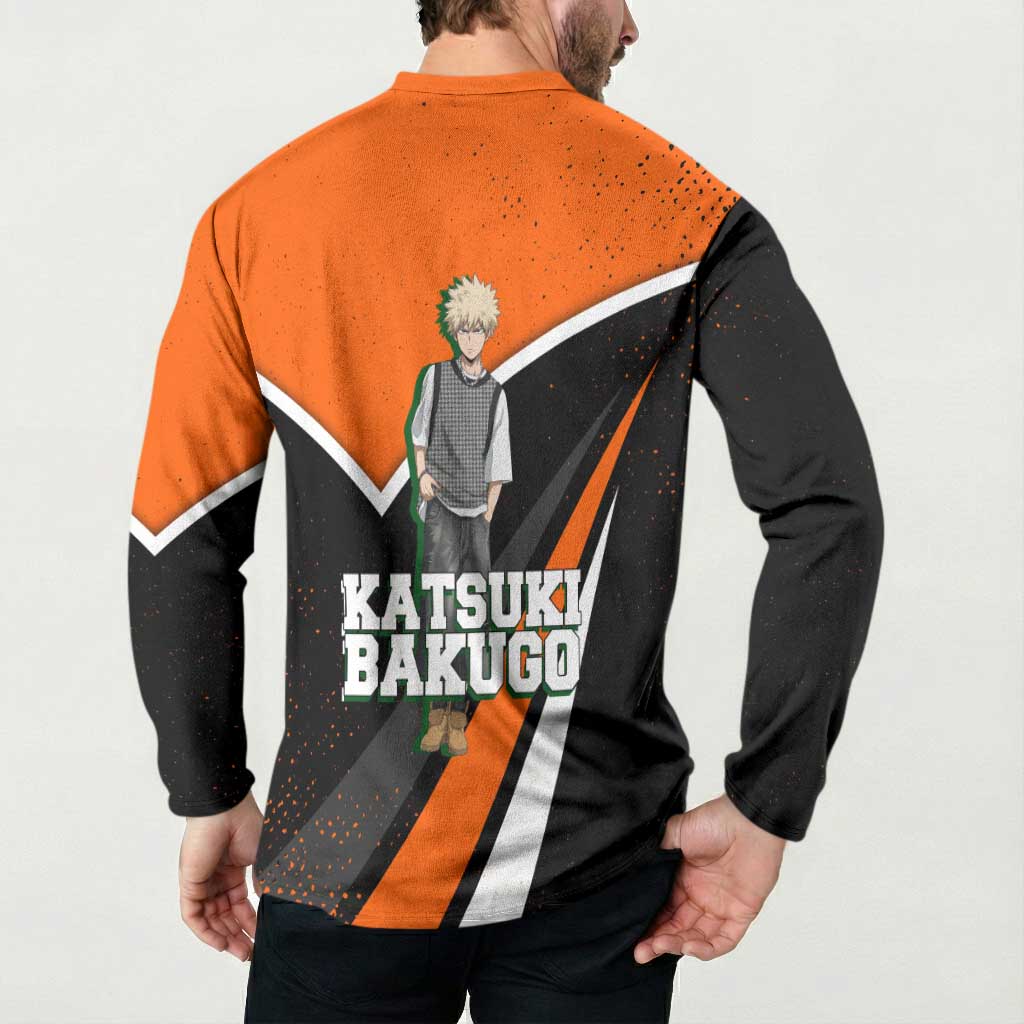 Katsuki Bakugo My Hero Academia Button Sweatshirt Anime Grunge Splatter Graphic Style