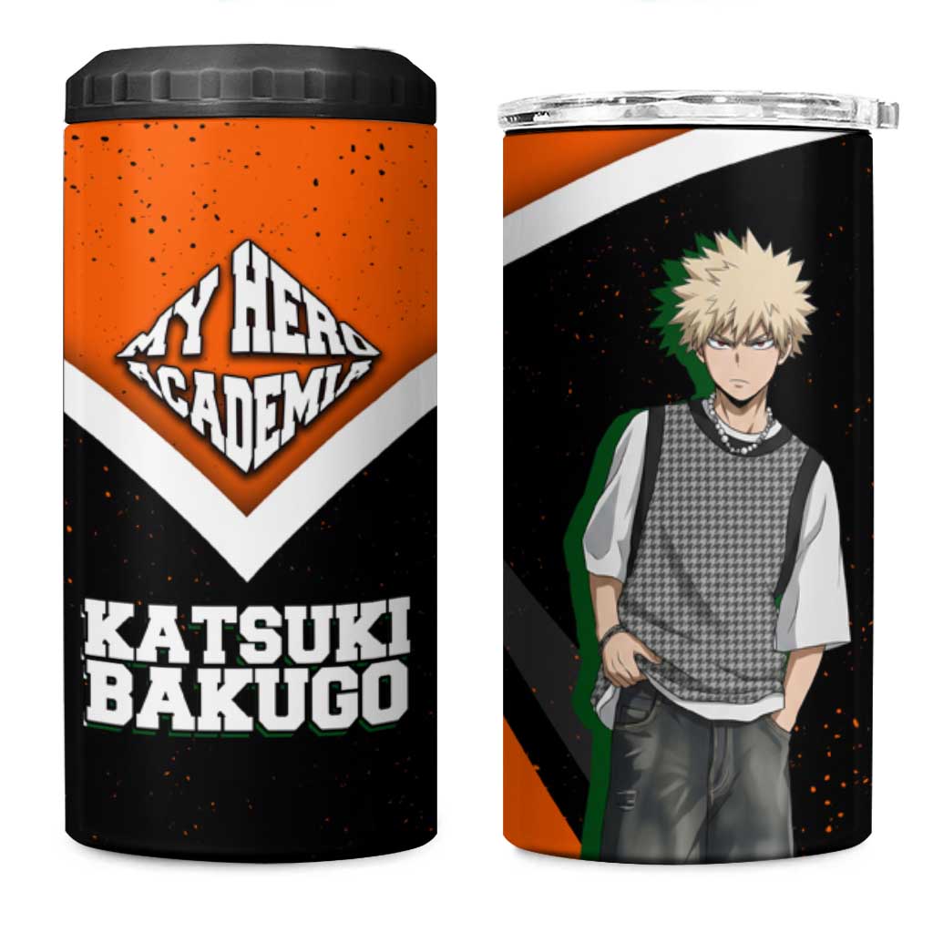 Katsuki Bakugo My Hero Academia 4 in 1 Can Cooler Tumbler Anime Grunge Splatter Graphic Style