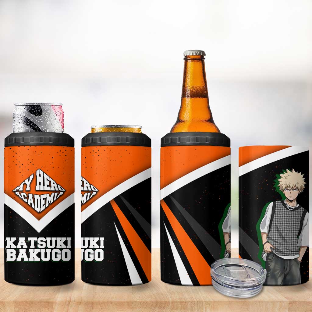 Katsuki Bakugo My Hero Academia 4 in 1 Can Cooler Tumbler Anime Grunge Splatter Graphic Style