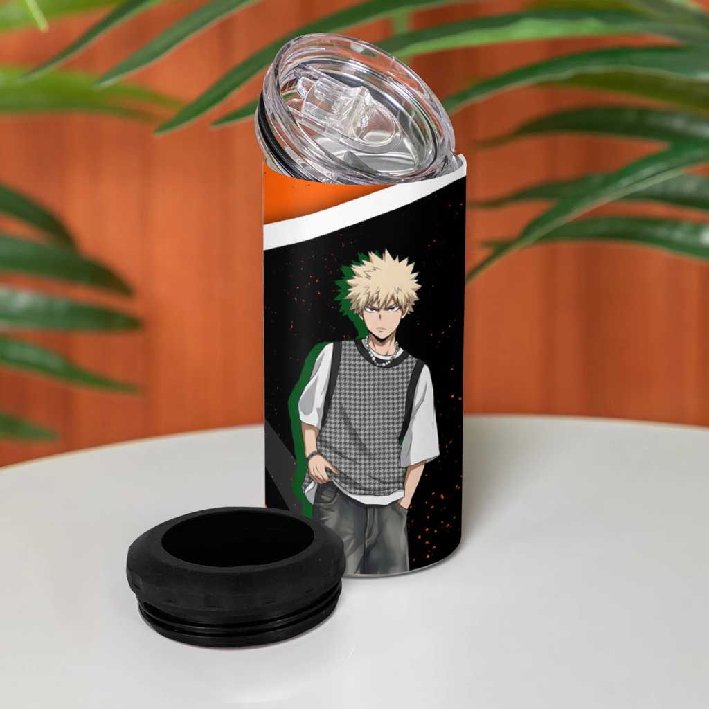 Katsuki Bakugo My Hero Academia 4 in 1 Can Cooler Tumbler Anime Grunge Splatter Graphic Style