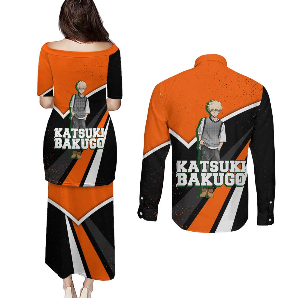 Katsuki Bakugo My Hero Academia Couples Matching Puletasi and Long Sleeve Button Shirt Anime Grunge Splatter Graphic Style