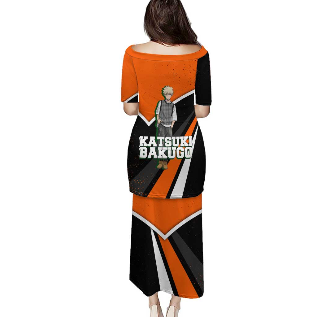Katsuki Bakugo My Hero Academia Family Matching Puletasi and Hawaiian Shirt Anime Grunge Splatter Graphic Style