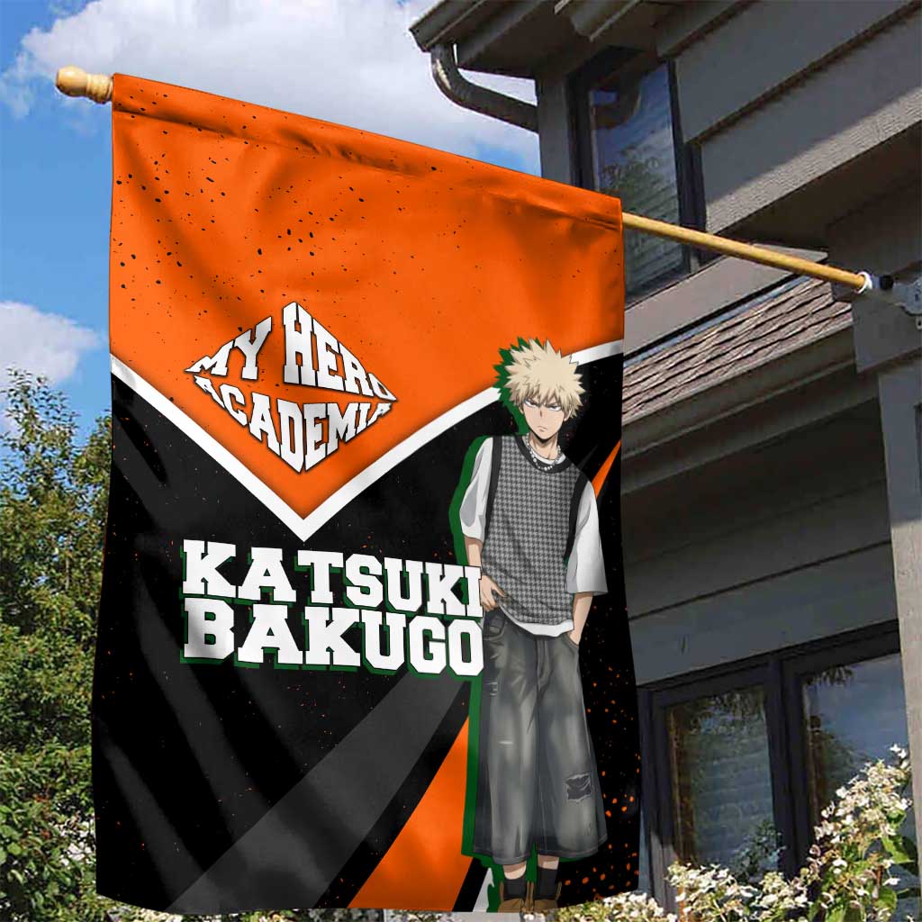 Katsuki Bakugo My Hero Academia Garden Flag Anime Grunge Splatter Graphic Style