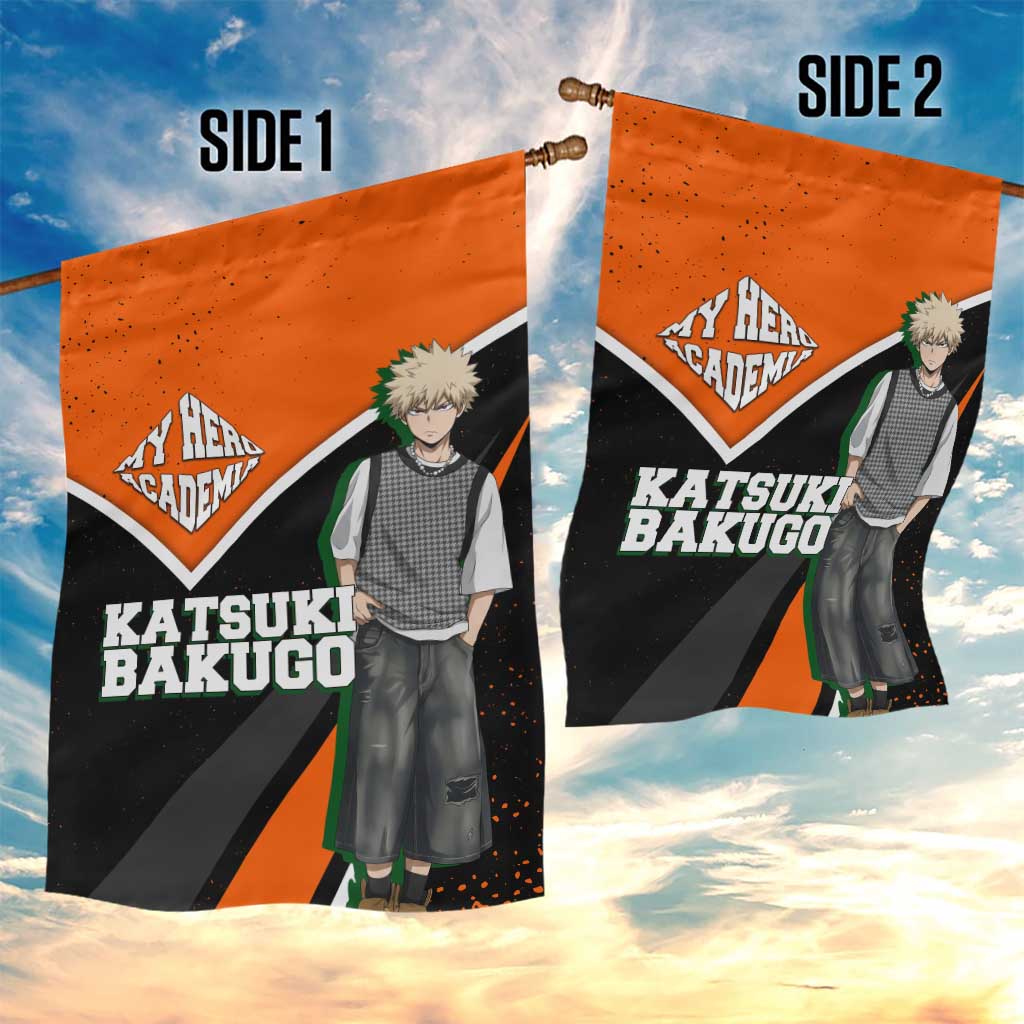 Katsuki Bakugo My Hero Academia Garden Flag Anime Grunge Splatter Graphic Style