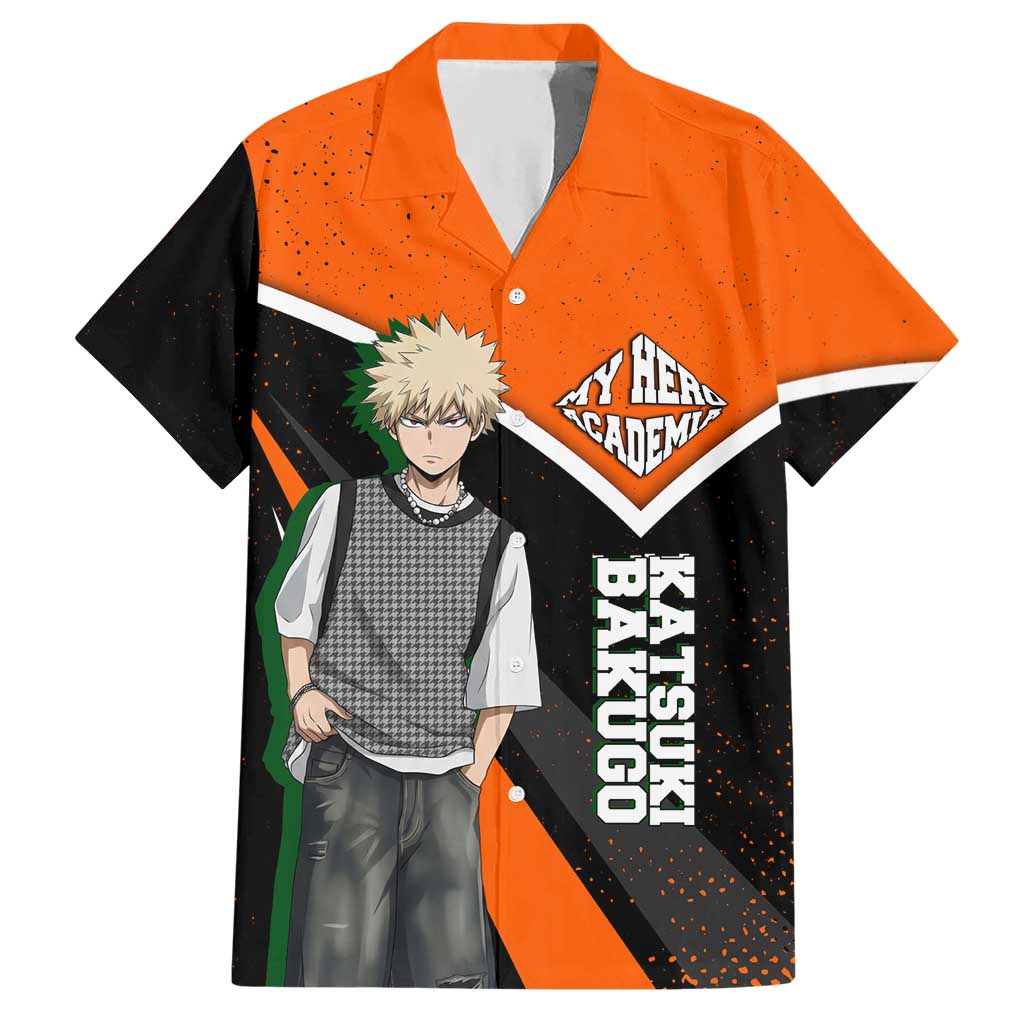 Katsuki Bakugo My Hero Academia Hawaiian Shirt Anime Grunge Splatter Graphic Style