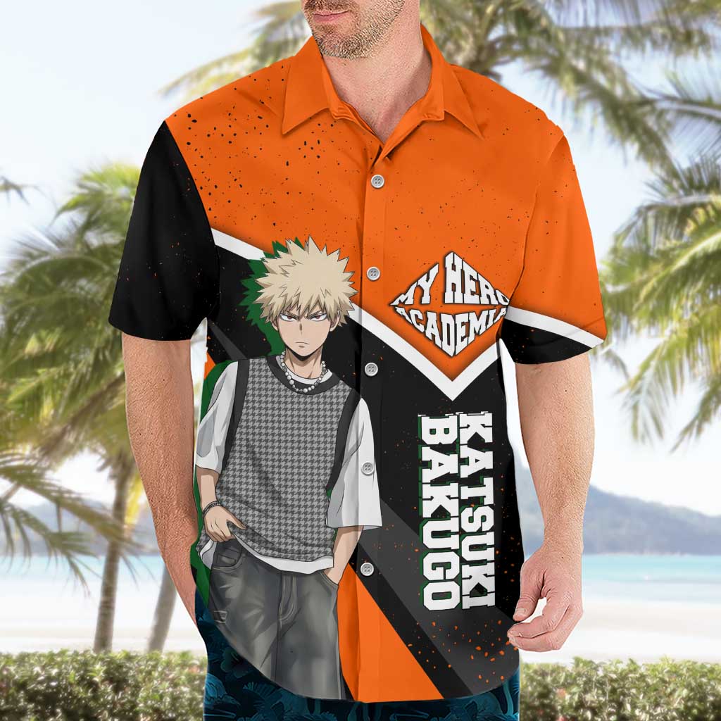 Katsuki Bakugo My Hero Academia Hawaiian Shirt Anime Grunge Splatter Graphic Style