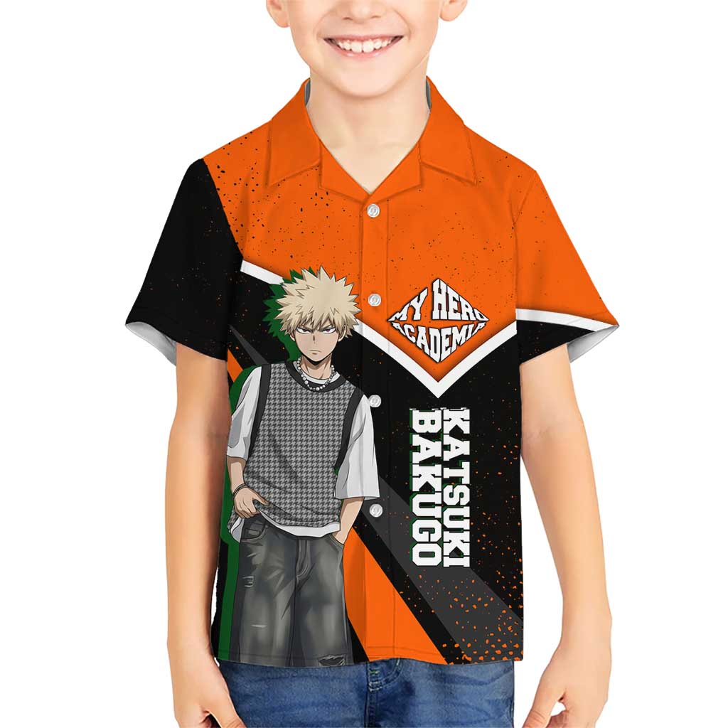 Katsuki Bakugo My Hero Academia Hawaiian Shirt Anime Grunge Splatter Graphic Style