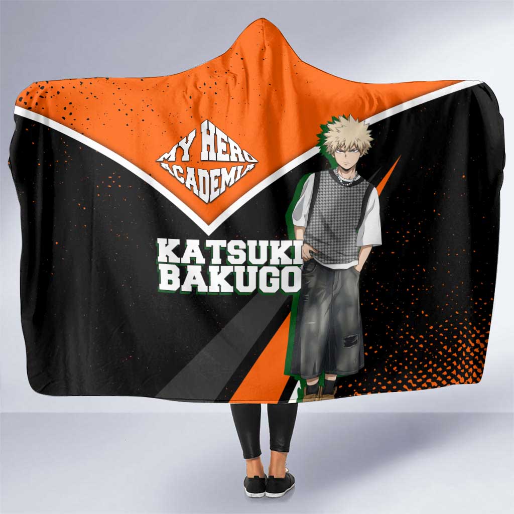 Katsuki Bakugo My Hero Academia Hooded Blanket Anime Grunge Splatter Graphic Style