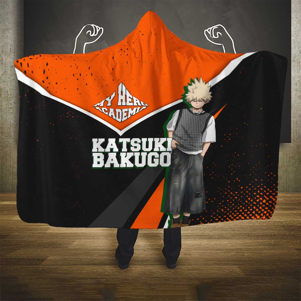 Katsuki Bakugo My Hero Academia Hooded Blanket Anime Grunge Splatter Graphic Style