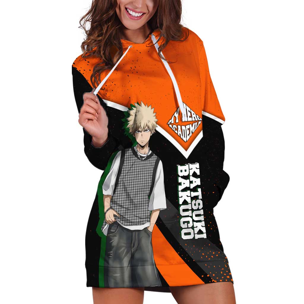 Katsuki Bakugo My Hero Academia Hoodie Dress Anime Grunge Splatter Graphic Style