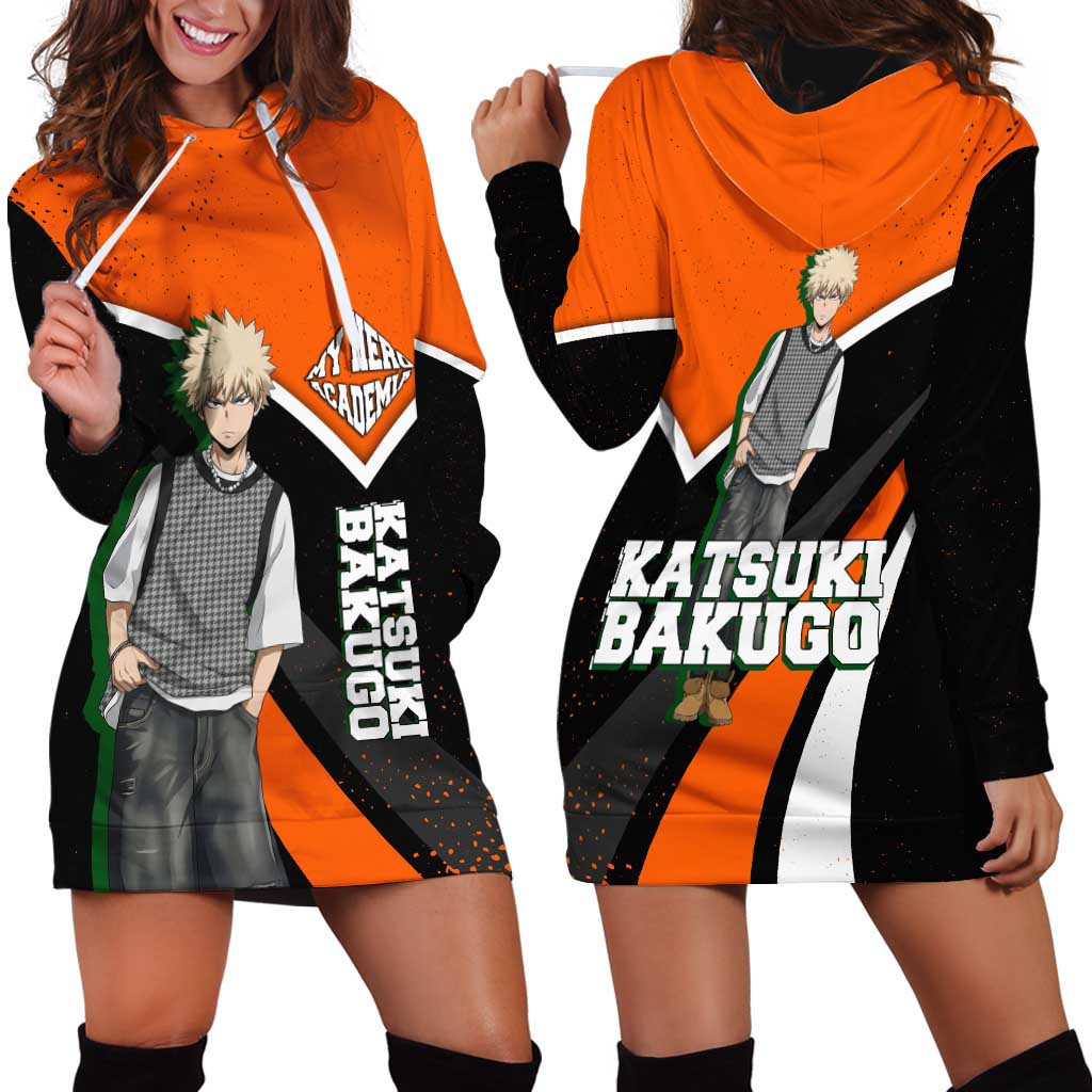 Katsuki Bakugo My Hero Academia Hoodie Dress Anime Grunge Splatter Graphic Style