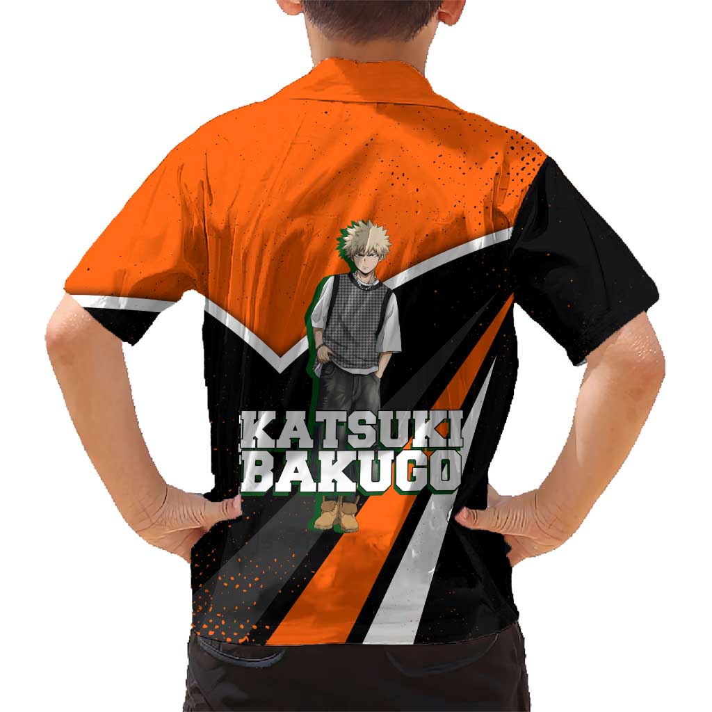 Katsuki Bakugo My Hero Academia Kid Hawaiian Shirt Anime Grunge Splatter Graphic Style