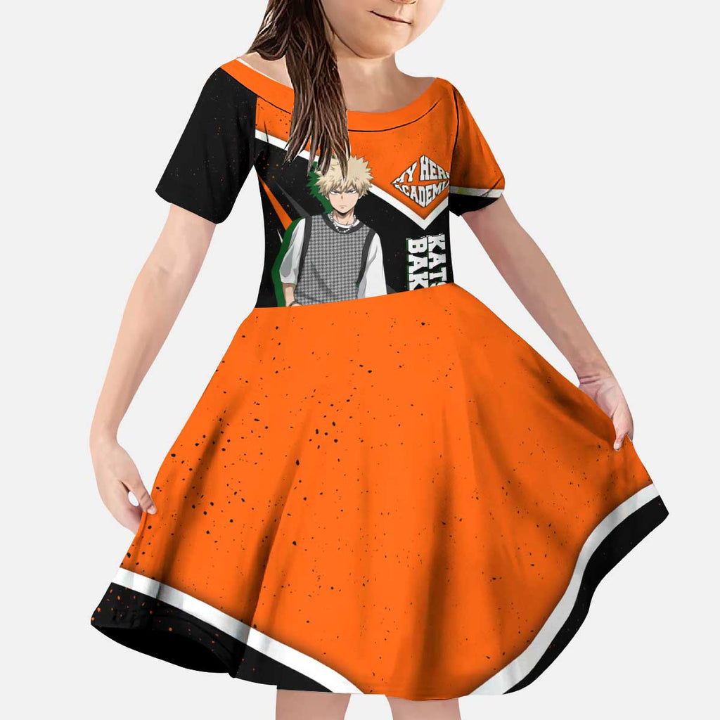 Katsuki Bakugo My Hero Academia Kid Short Sleeve Dress Anime Grunge Splatter Graphic Style