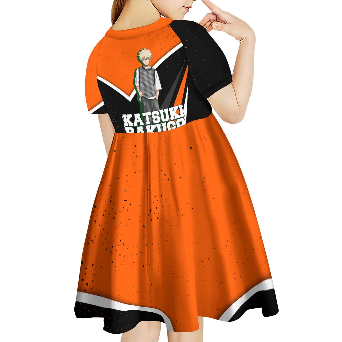 Katsuki Bakugo My Hero Academia Kid Short Sleeve Dress Anime Grunge Splatter Graphic Style