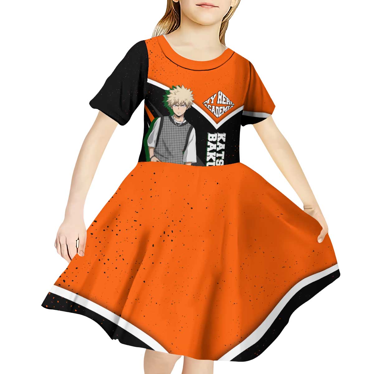Katsuki Bakugo My Hero Academia Kid Short Sleeve Dress Anime Grunge Splatter Graphic Style