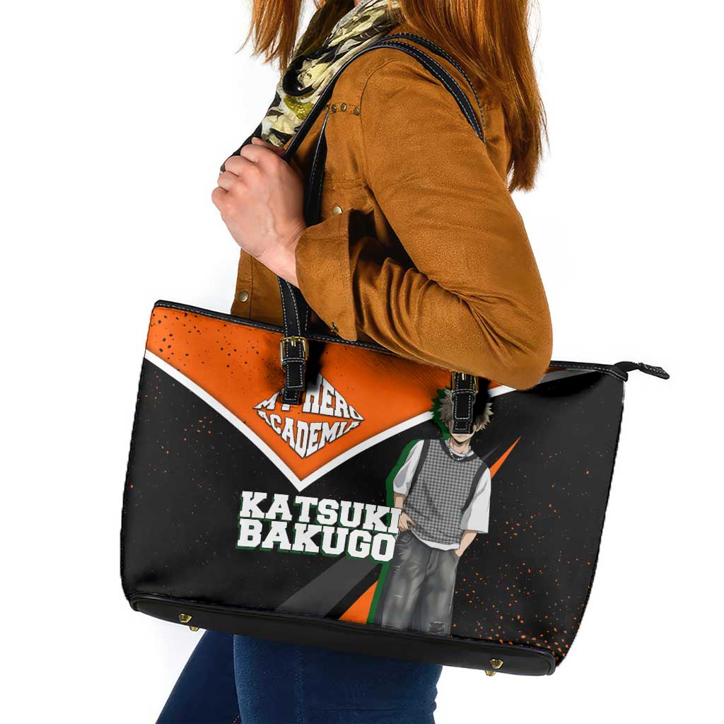 Katsuki Bakugo My Hero Academia Leather Tote Bag Anime Grunge Splatter Graphic Style