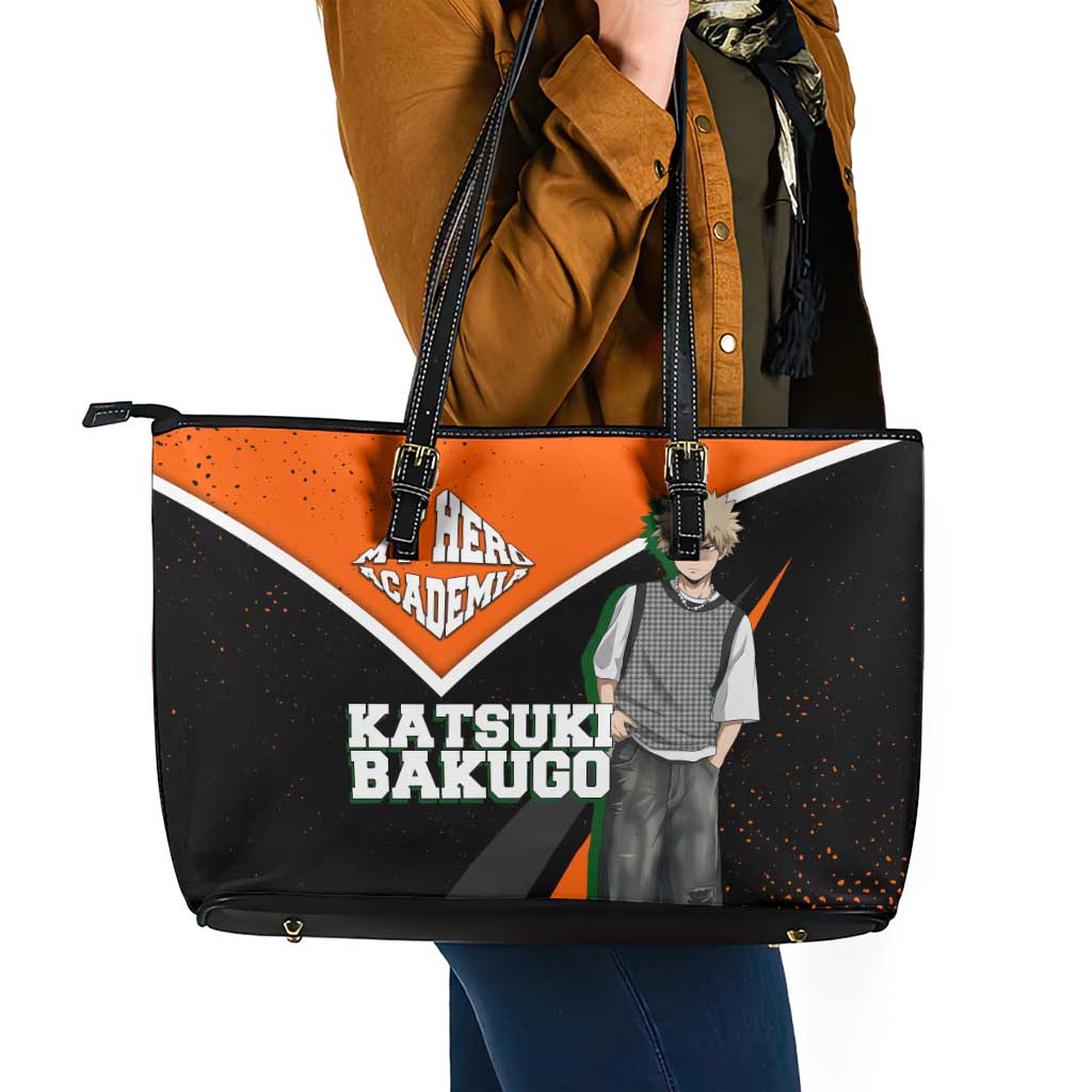 Katsuki Bakugo My Hero Academia Leather Tote Bag Anime Grunge Splatter Graphic Style