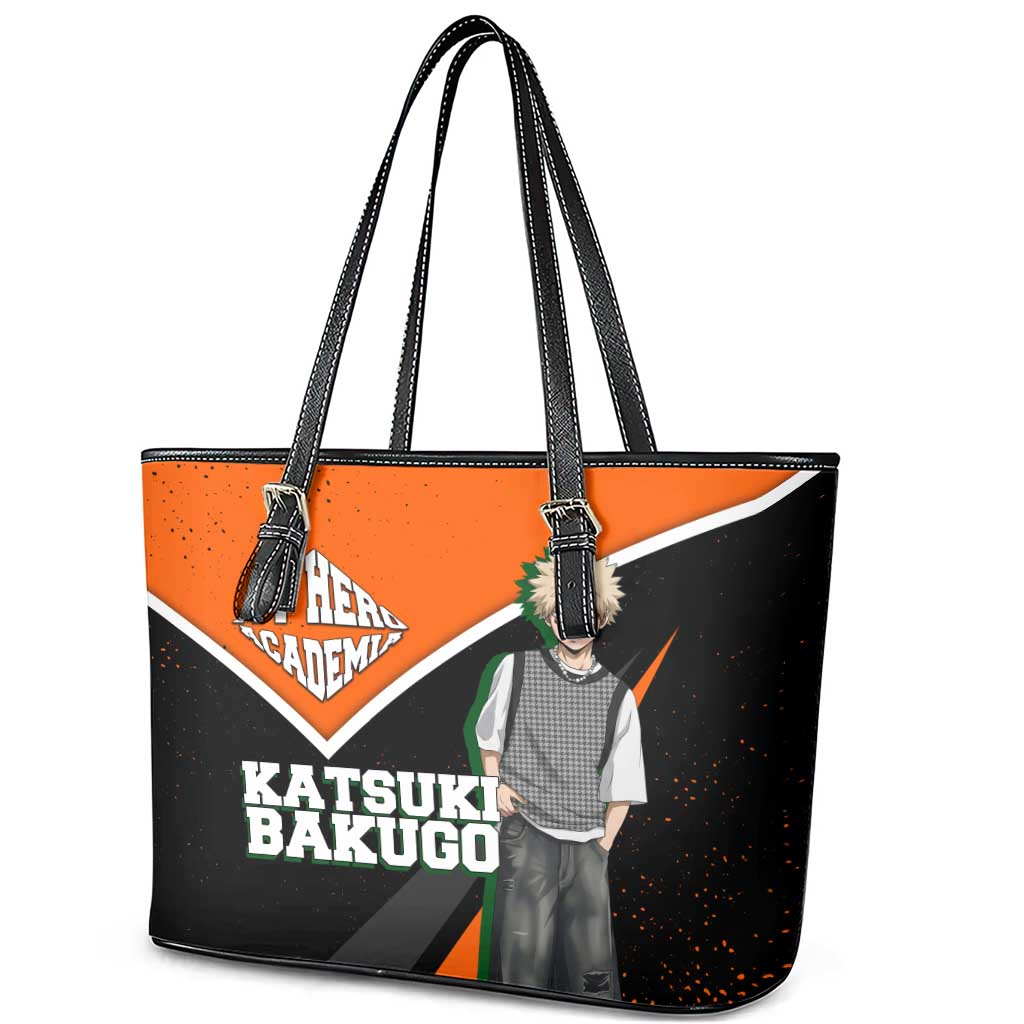 Katsuki Bakugo My Hero Academia Leather Tote Bag Anime Grunge Splatter Graphic Style