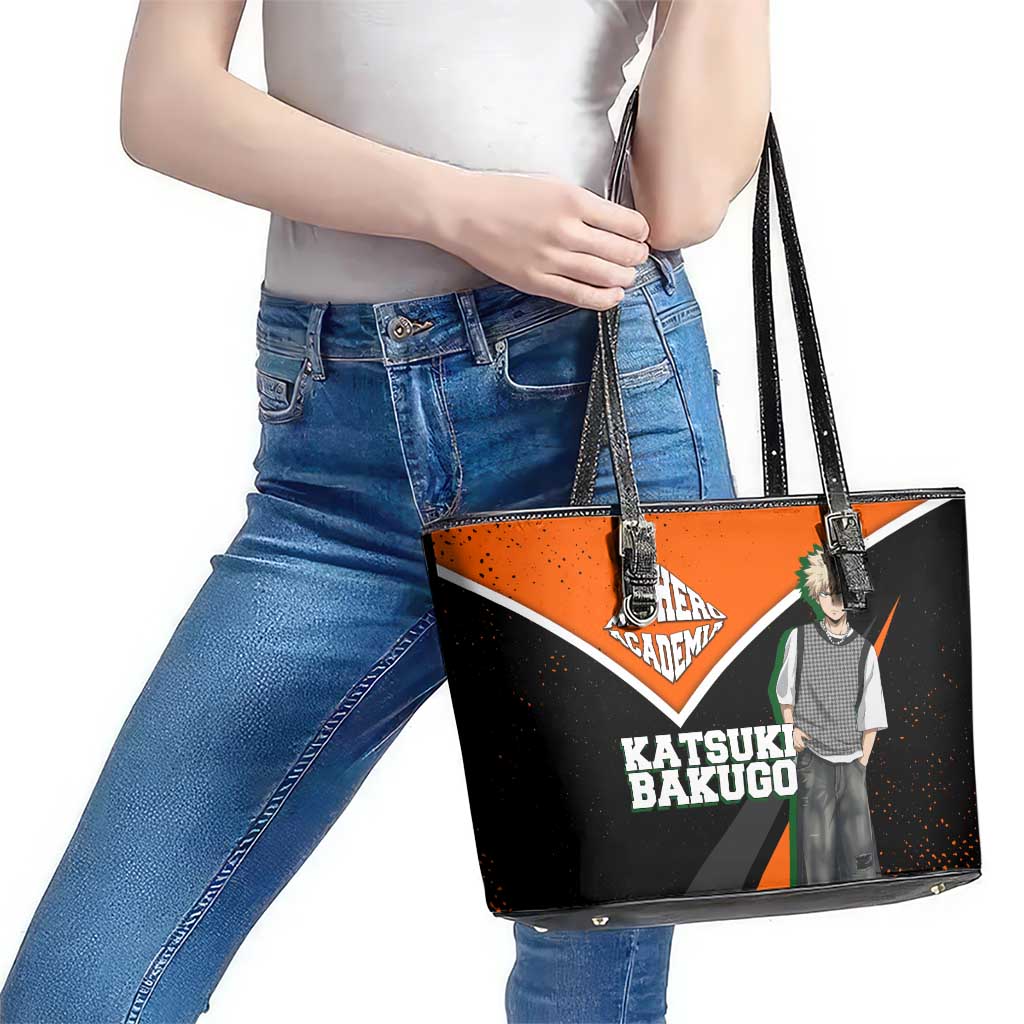 Katsuki Bakugo My Hero Academia Leather Tote Bag Anime Grunge Splatter Graphic Style