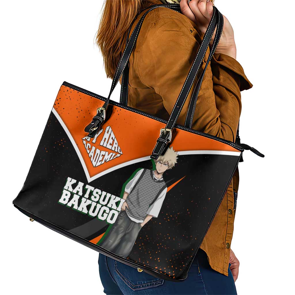 Katsuki Bakugo My Hero Academia Leather Tote Bag Anime Grunge Splatter Graphic Style