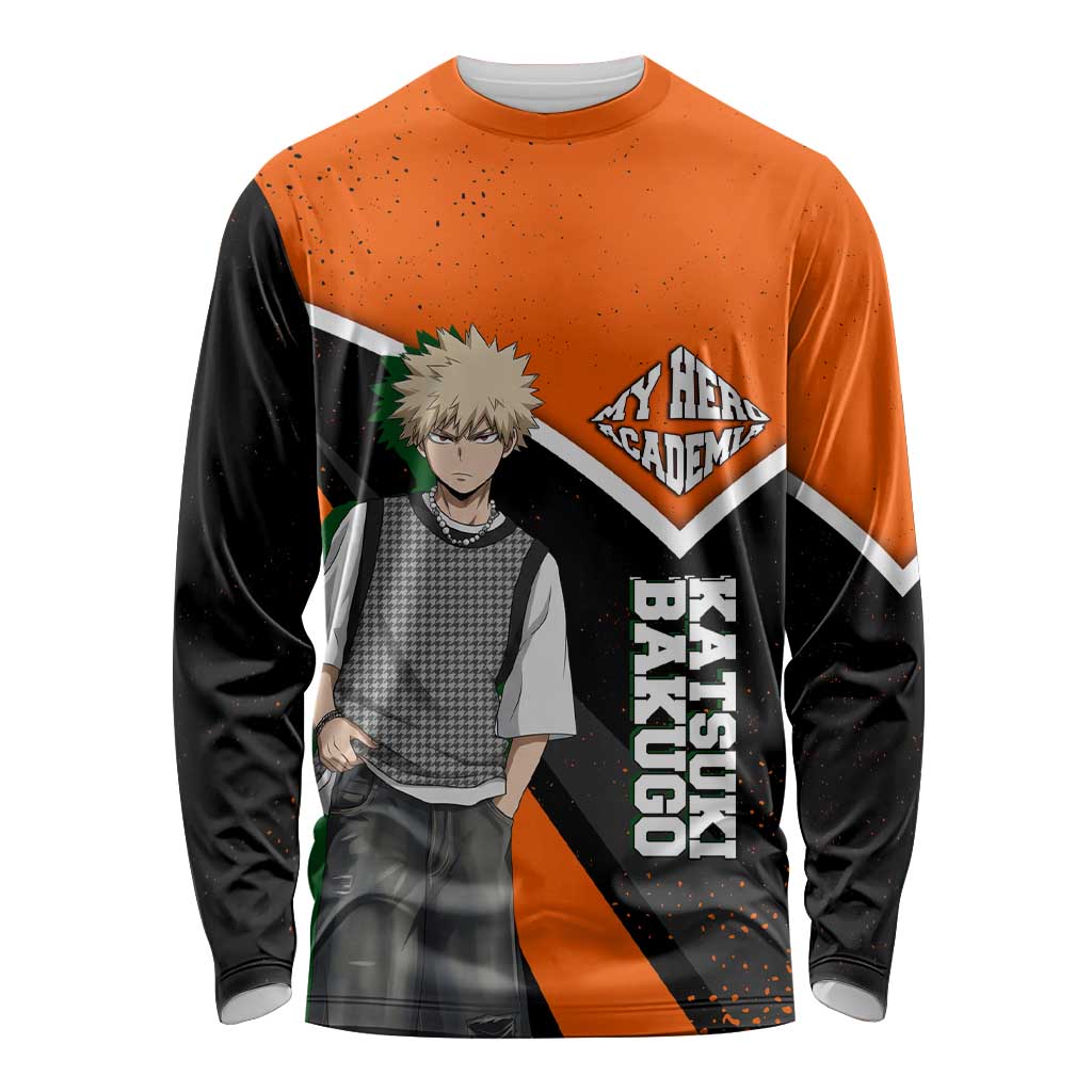 Katsuki Bakugo My Hero Academia Long Sleeve Shirt Anime Grunge Splatter Graphic Style