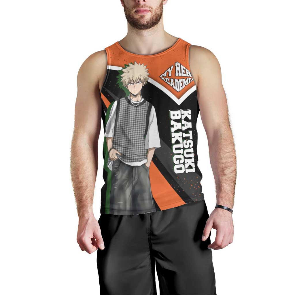 Katsuki Bakugo My Hero Academia Men Tank Top Anime Grunge Splatter Graphic Style
