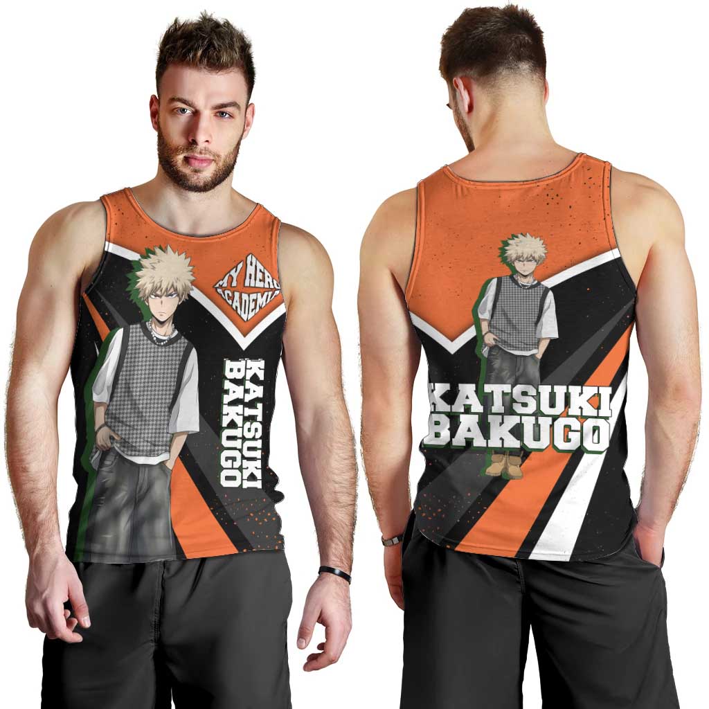 Katsuki Bakugo My Hero Academia Men Tank Top Anime Grunge Splatter Graphic Style