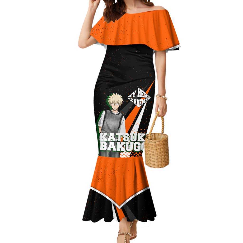 Katsuki Bakugo My Hero Academia Mermaid Dress Anime Grunge Splatter Graphic Style