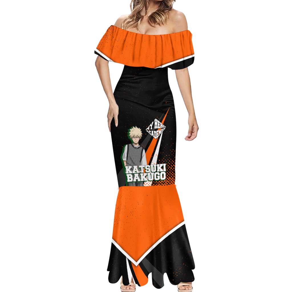 Katsuki Bakugo My Hero Academia Mermaid Dress Anime Grunge Splatter Graphic Style