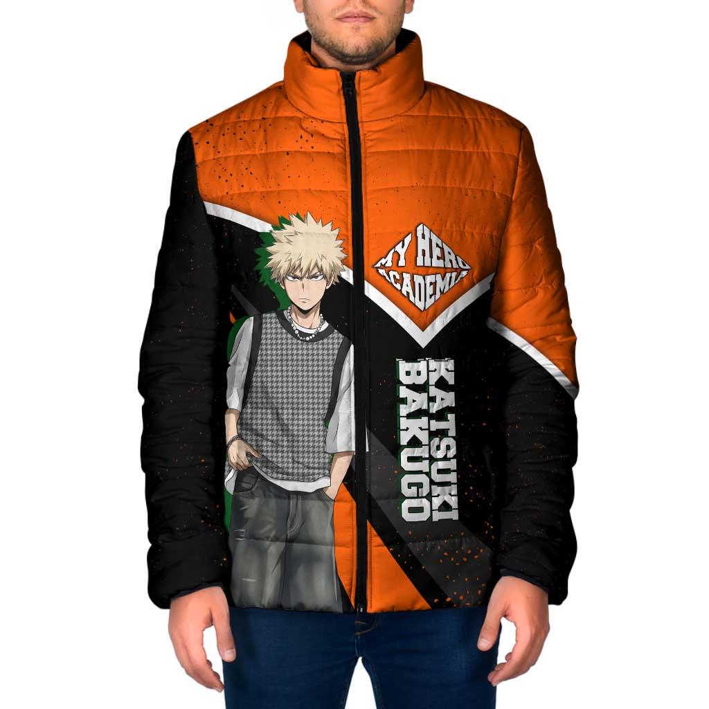 Katsuki Bakugo My Hero Academia Padded Jacket Anime Grunge Splatter Graphic Style