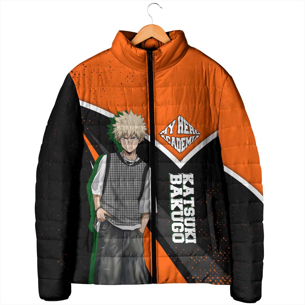 Katsuki Bakugo My Hero Academia Padded Jacket Anime Grunge Splatter Graphic Style
