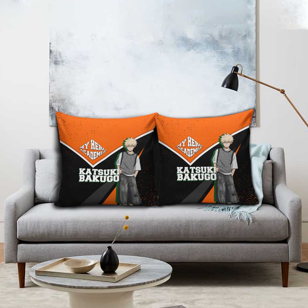 Katsuki Bakugo My Hero Academia Pillow Cover Anime Grunge Splatter Graphic Style