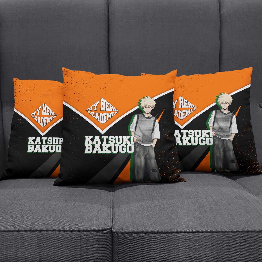 Katsuki Bakugo My Hero Academia Pillow Cover Anime Grunge Splatter Graphic Style