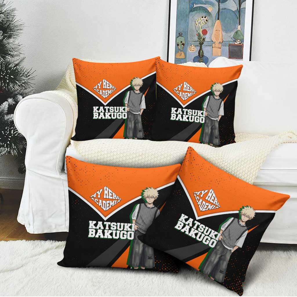 Katsuki Bakugo My Hero Academia Pillow Cover Anime Grunge Splatter Graphic Style