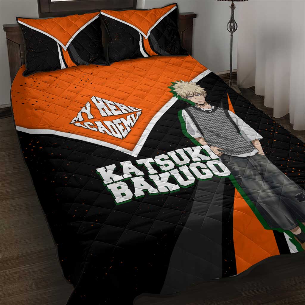 Katsuki Bakugo My Hero Academia Quilt Bed Set Anime Grunge Splatter Graphic Style