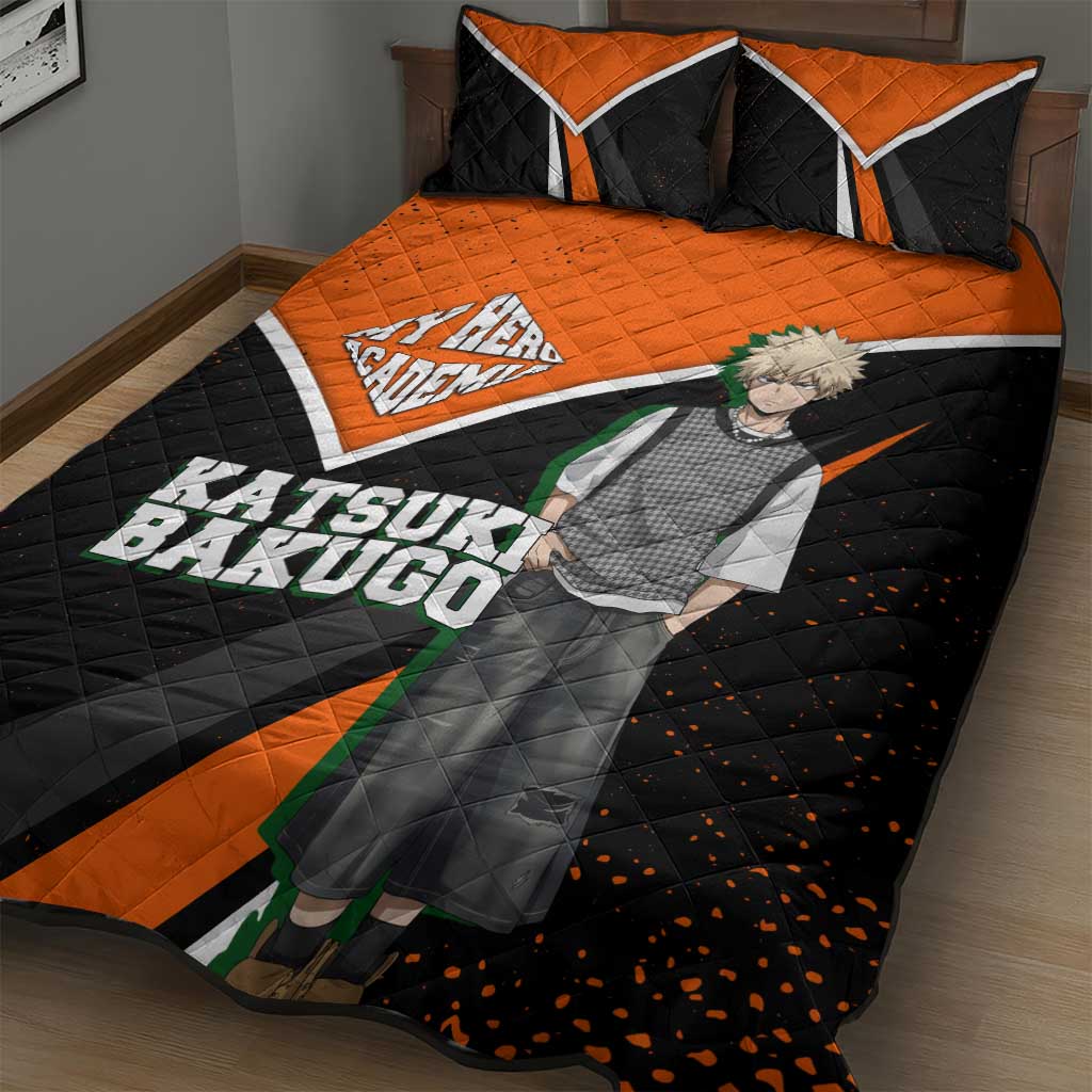Katsuki Bakugo My Hero Academia Quilt Bed Set Anime Grunge Splatter Graphic Style