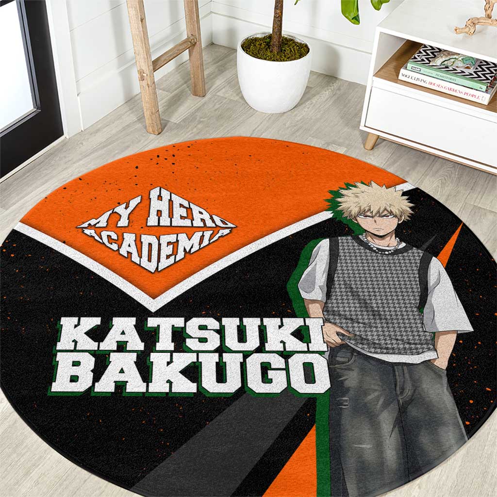 Katsuki Bakugo My Hero Academia Round Carpet Anime Grunge Splatter Graphic Style