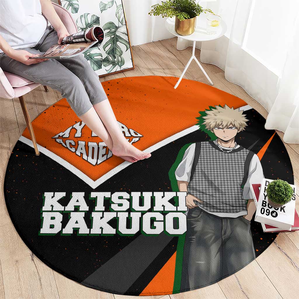 Katsuki Bakugo My Hero Academia Round Carpet Anime Grunge Splatter Graphic Style