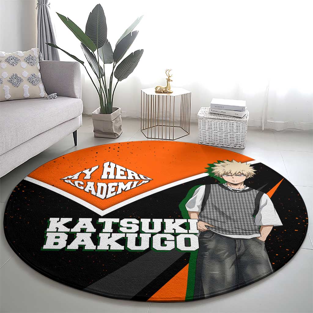 Katsuki Bakugo My Hero Academia Round Carpet Anime Grunge Splatter Graphic Style