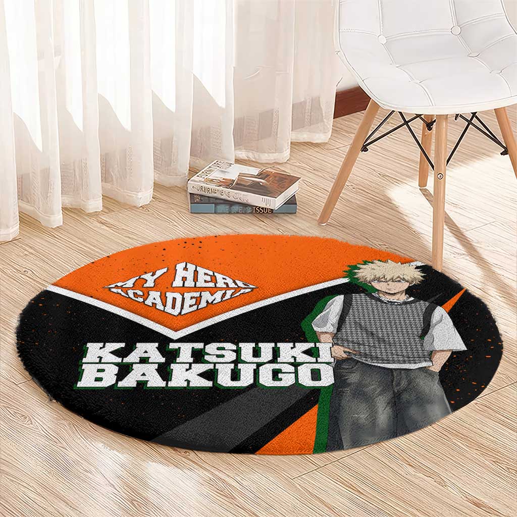 Katsuki Bakugo My Hero Academia Round Carpet Anime Grunge Splatter Graphic Style