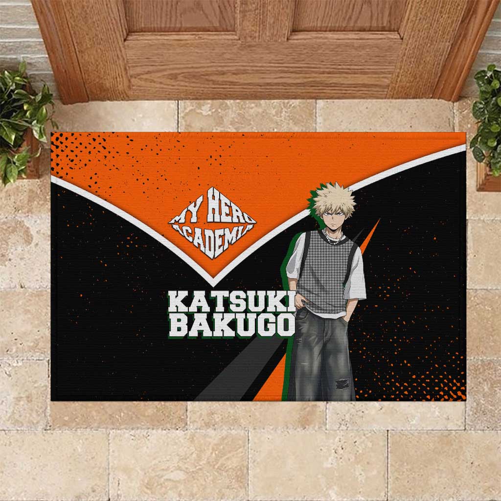Katsuki Bakugo My Hero Academia Rubber Doormat Anime Grunge Splatter Graphic Style