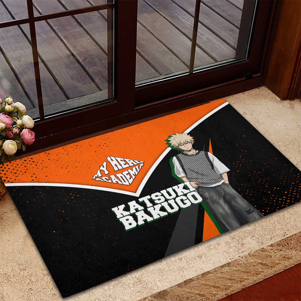 Katsuki Bakugo My Hero Academia Rubber Doormat Anime Grunge Splatter Graphic Style