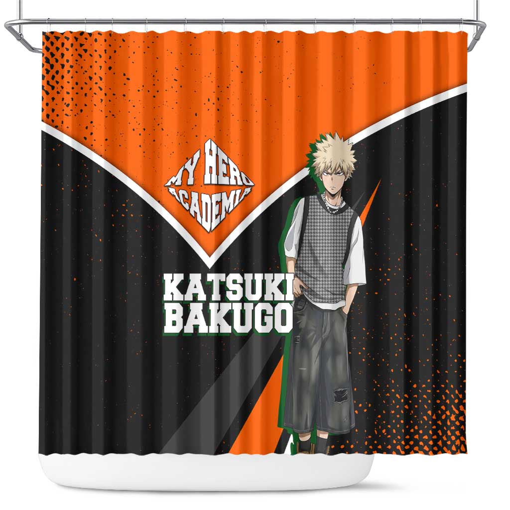 Katsuki Bakugo My Hero Academia Shower Curtain Anime Grunge Splatter Graphic Style
