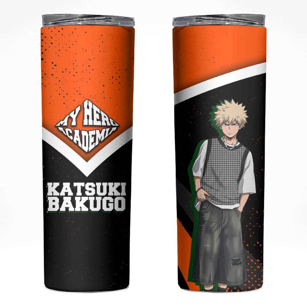 Katsuki Bakugo My Hero Academia Skinny Tumbler Anime Grunge Splatter Graphic Style